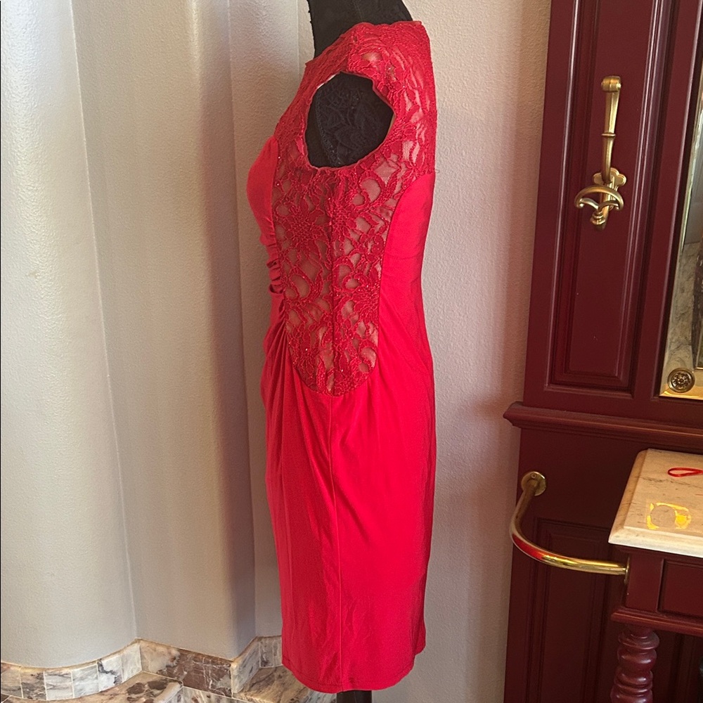 R&M Richards Red Lace Mini Dress - Picture 8 of 12